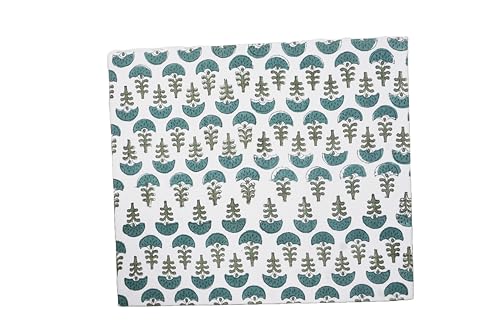 Image of Generic 3.3 Gallon Cotton Hand Block Printed Paper Waste Basket |Small Decorative Trash Can for Housewarming Gifts in Living Room, Bedroom, Bathroom | Eco-Friendly, Plastic-Free (1, GREEN WHITE)