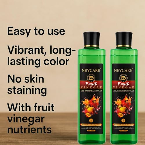 Image of Fruit Vinegar Gel Hair Color - Natural Black | Ammonia-Free Hair Dye for Men & Women | Long-Lasting Gel Formula (500ml x 2)