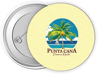 Punta Cana Dominican Republic Souvenir 2-Inch Button Pin 4 Pack Palm 1