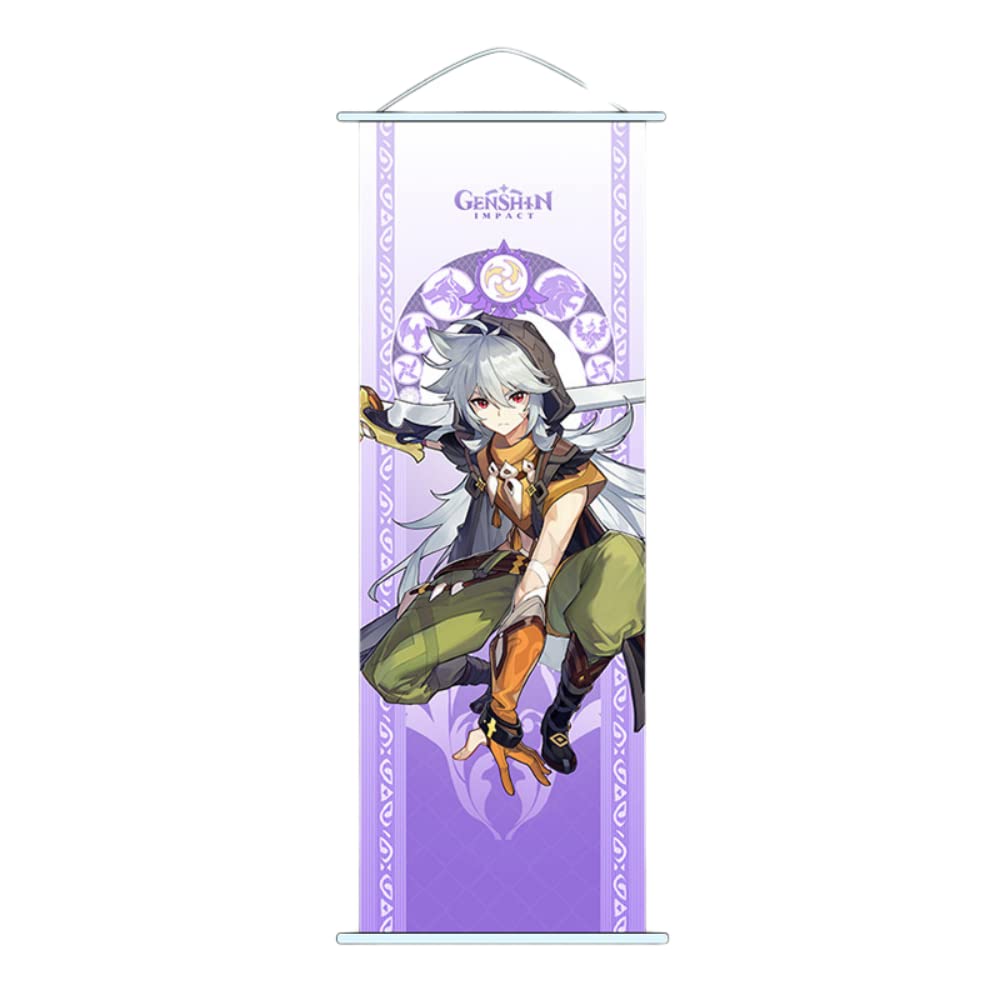 Hanaiette Razor 1Pc Genshin Impact Scroll Poster Wall Hanging Forged Cloth Painting Decor Live Room Bedroom (Razor)