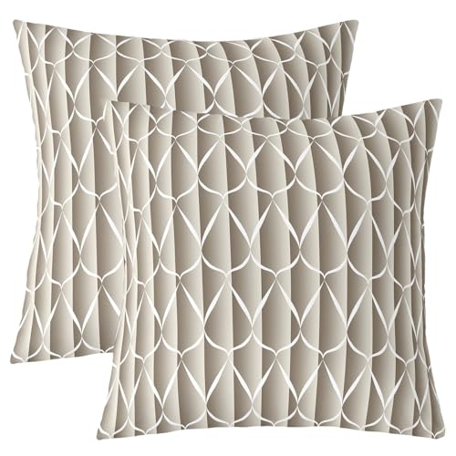 Erosebridal Cream Beige Striped Throw Pillow Covers Set of 2
