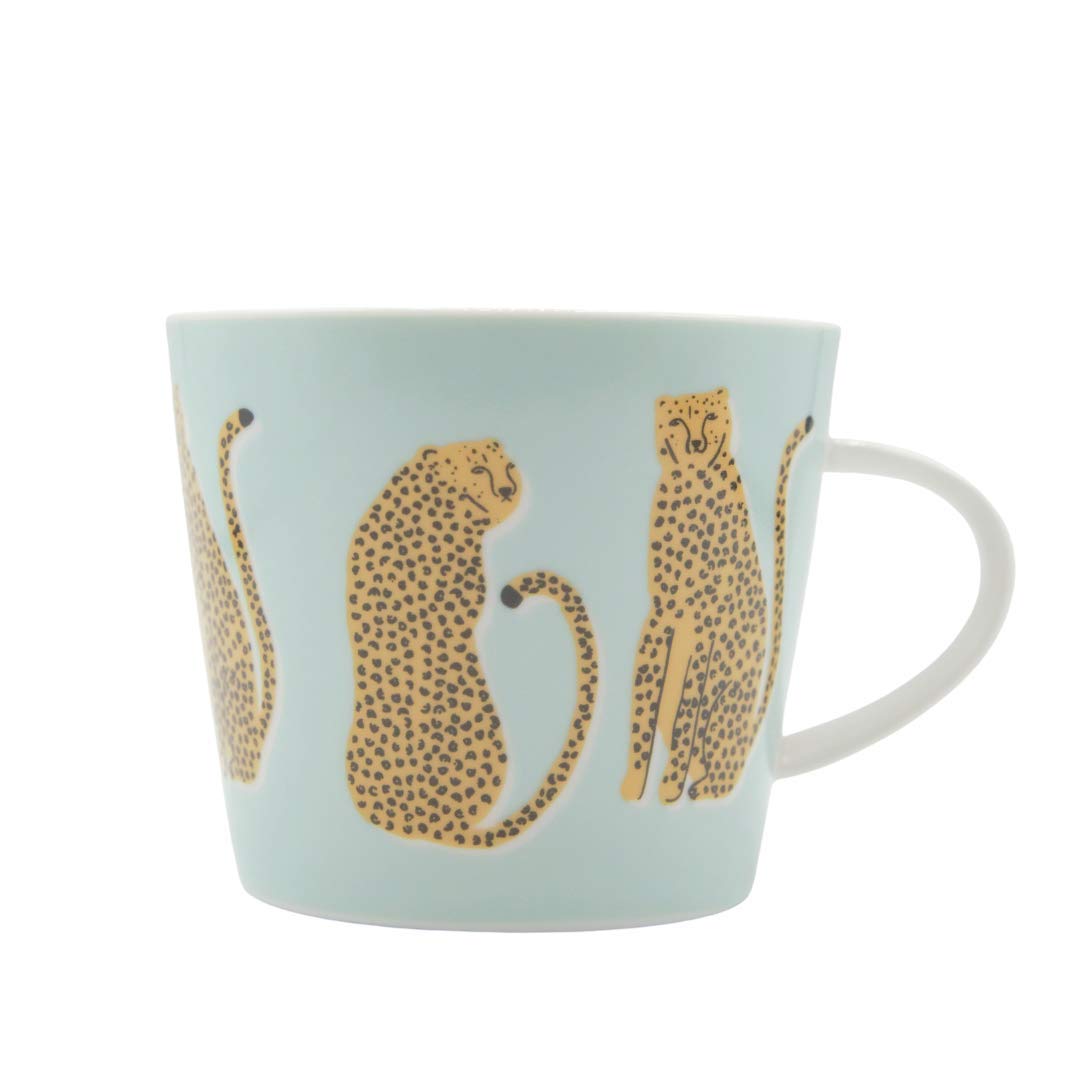 Scion Pale Blue Living - Keith Brymer Jones Collaboration Range - Lionel Leopard Ceramic Mug - Orange - 350Ml