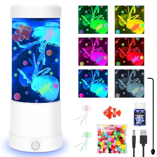 Vicloon Lámpara de Medusa, Lámpara de Lava Medusa, con 7 Colores Cambiantes y 2 Modos de Luz, Silenciar LED Luces de Estado de ánimo para Relajación, Decoración de Luz de Ambiente para el Hogar