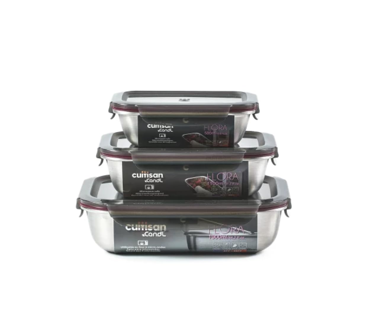 WK WARMCOOK Cuitisan - Pack de 3 cajas de alimentos de acero inoxidable WK WARMCOOK Cuitisan - Pack de 3 cajas de alimentos de acero inoxidable