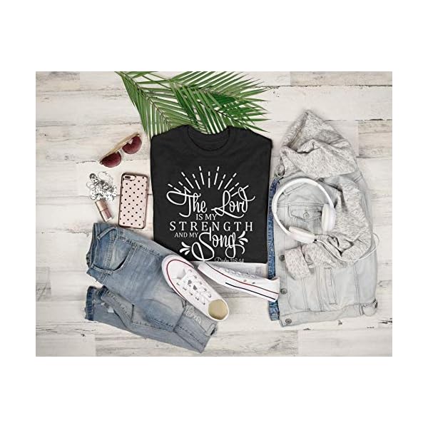A V AMOR EST VITAE Christian T Shirts | Womens Christian Shirt | Christian Tees | The Lord is My Strength and My Song (Black Lord is My Strength, X Large)