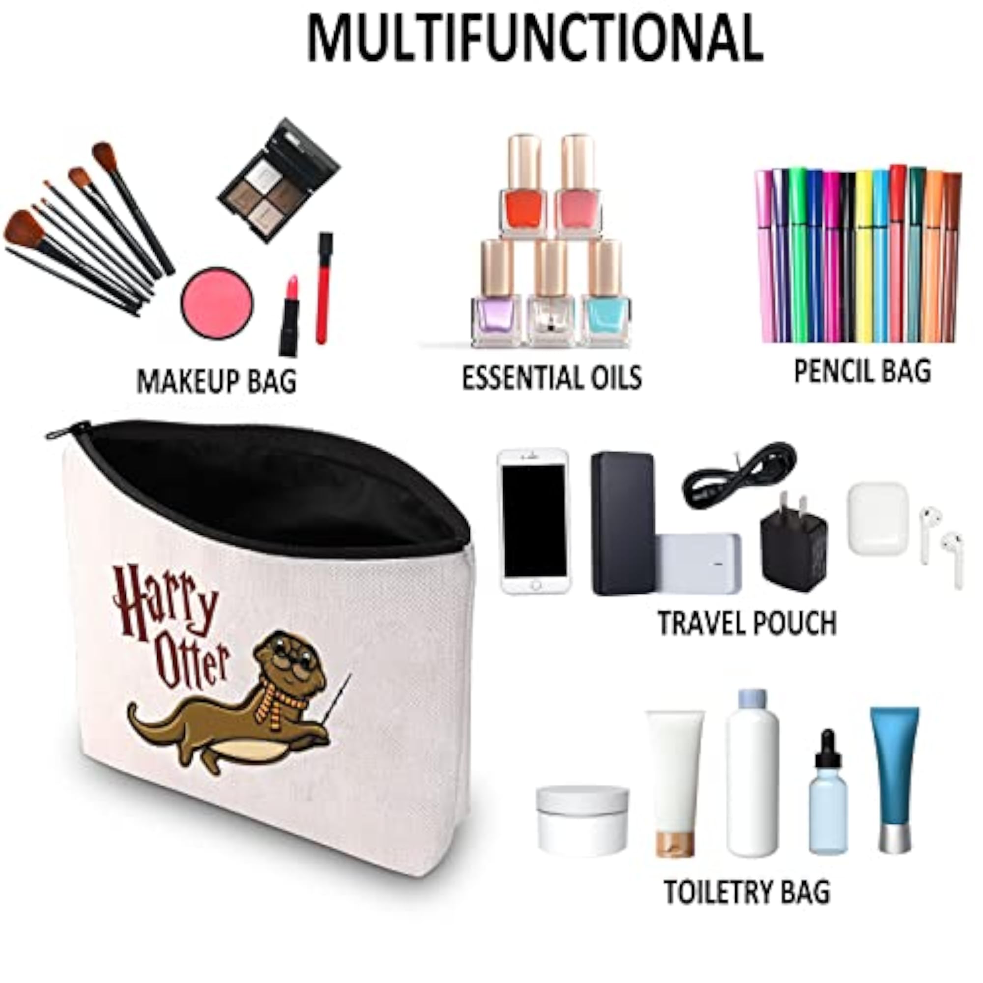 Otter Lover Gift Cosmetic Bag, Animal Lover Accessory
