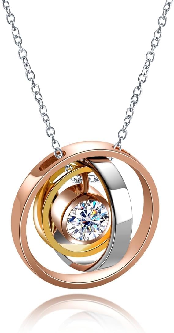 aomoso Collana da donna Moissanite, con certificato, in argento Sterling 925, colore D, qualità VVS1, aggraffatura delicata, lunghezza catena 45 cm, adatta per: festa/viaggio/matrimonio