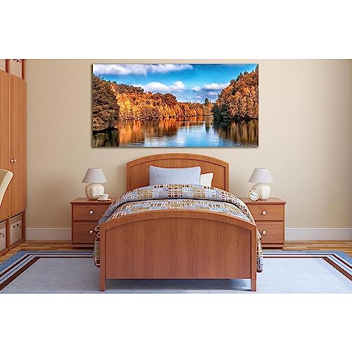 Lienzo de río en bosque otoñal ZELLART WTD SL631 de 140x70 cm para pared