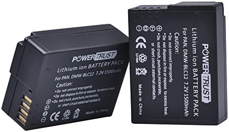 PowerTrust 2X DMW-BLC12 DMW-BLC12E DMW-BLC12PP Battery for Panasonic Lumix DMC-FZ200, DMC-FZ1000, DMC-G5, DMC-G6, DMC-G7, DMC-GX8, DMC-G85, DMC-GH2 Digital Camera