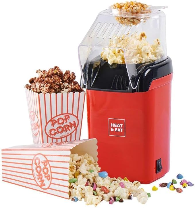 Popcorn Maker Machine For Movie Night Accessories - Electric Air Popped Popcorn Maker 1200W With Boxes - Healthy Pop Corn Maker Machine No Oil Snack