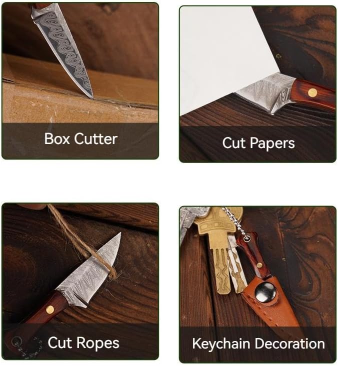 Miniatura 2 de HAOXU Juego de cuchillos de chef mejorados, juego de cuchillos de bolsillo de Damasco, cuchillo para deshuesar para abridor de paquetes, cortador de