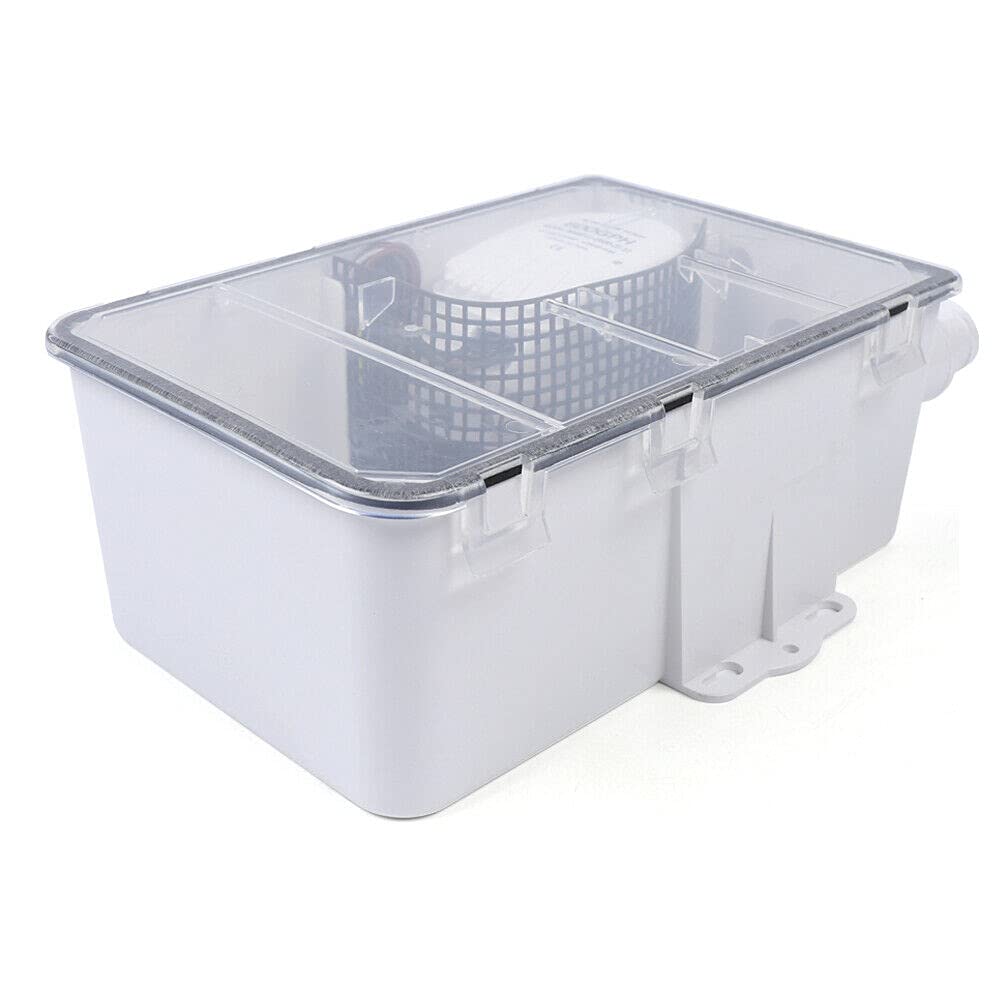 600GPH Dusche Pumpensystem mit Schwimmerschalter, Einlässe Ablauf Kit System Duschsumpfpumpensystem Bilge 12V 750 GPH Multi Port Drain Box