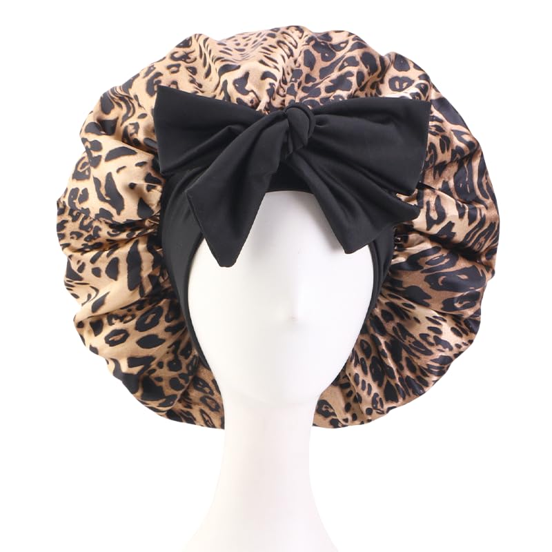 LUVEEVA Double-Layer Satin Hair Bonnet, Adjustable Sleep Cap with Elastic Band, Hair Protection for All Hair Types - Image 2