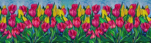 Image of WallDesign Vinyl Decorative Artistic Orchid Rose Flowers Wall Border - 5.25 Inch Width By 5 Ft Length