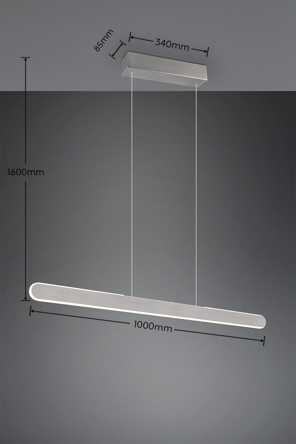 Trio Leuchten Pendelleuchte Helios 343310105, Aluminium gebürstet, inkl. 28 Watt LED, Touch Dimmer, Lichtfarbe einstellbar, Silber mit Gebürsteter Oberfläche |