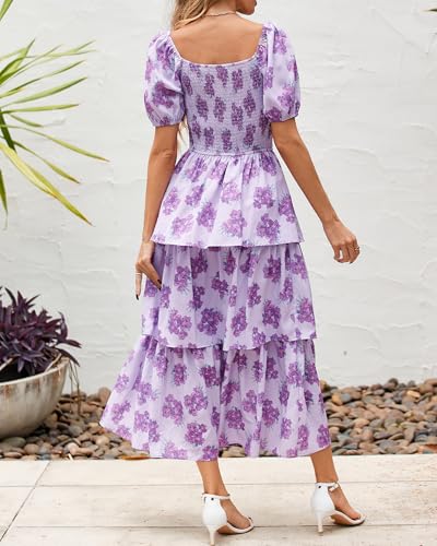 Image of BTFBM Womens Floral Smocked Summer Maxi Dresses