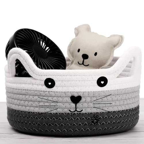 ZORVEXLYNX - ZORVEXLYNX Cat Toy Box, Cat Basket for Pet Toys Cute Storage Basket with Ears Decorative Small Toy Box for Puppy Decorative Storage Basket