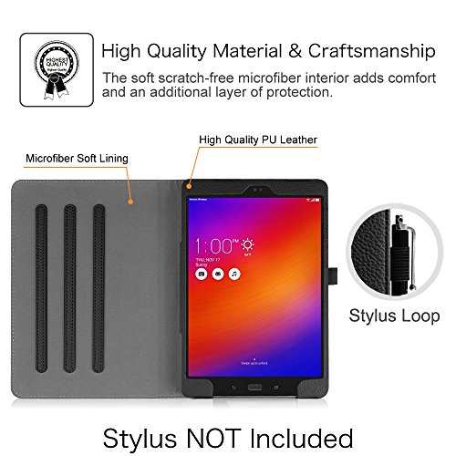 Fintie Case For Asus Zenpad 3S 10 Z500M / Zenpad Z10 Zt500Kl - Multi-Angle Viewing Folio Stand Cover With Pocket For Zenpad 3S 10 / Verizon Z10 9.7-Inch Tablet (Black) #TOP12