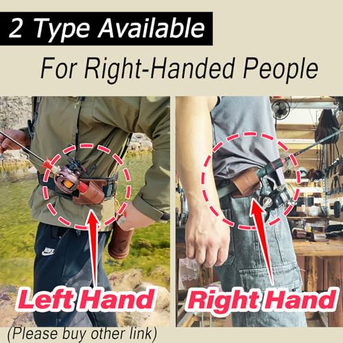 Fishing Rod Holster, Brown Leather, Belt-Mounted, Hands for Fisherman (Right-Handed Rod Holster) by Giiiiump - Image 3