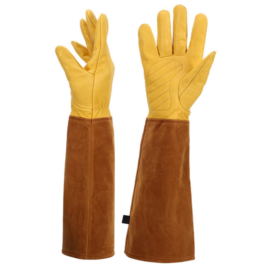 Guantes, Guantes Térmicos, Guantes De Soldadura, Guantes De Soldadura Cuero Resistente Al Calor Con Protección De Alta Temperatura Guanteletes De Horno De Jardinería A Prueba De Espinas Largas L 1 Par