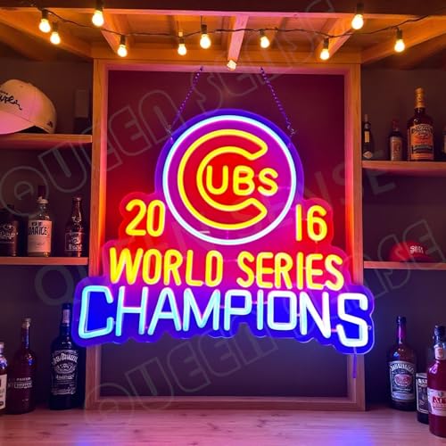 Queen Sense 16"x14" for Chicago Baseball Cub 2016 World Champions LED Neon Sign for Wall Decor USB Powered Dimmable Neon Light BH1377