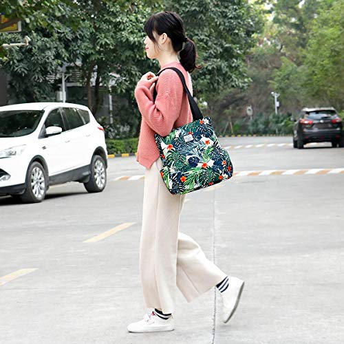 Image of KAMO Floral Tote Bag - Waterproof Lightweight Handbags Travel Shoulder Bag for Hiking Yoga Gym Swimming Travel Beach