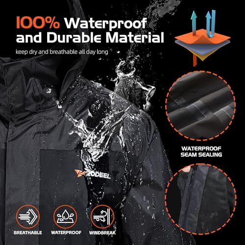 Rodeel Waterproof Jacket and Overalls Set Waterproof Rain Jacket Bid Suit Ultimate Protection for Outdoor Adventures4