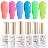 GELLEN Neon Gel Nail Polish Kit, 6 Vibrant Pink Blue Orange Green Bright Yellow Colors Soak Off Gel Nail, Summer Spring Nail Art Design Nails Manicure, UV Led Lamp Cured