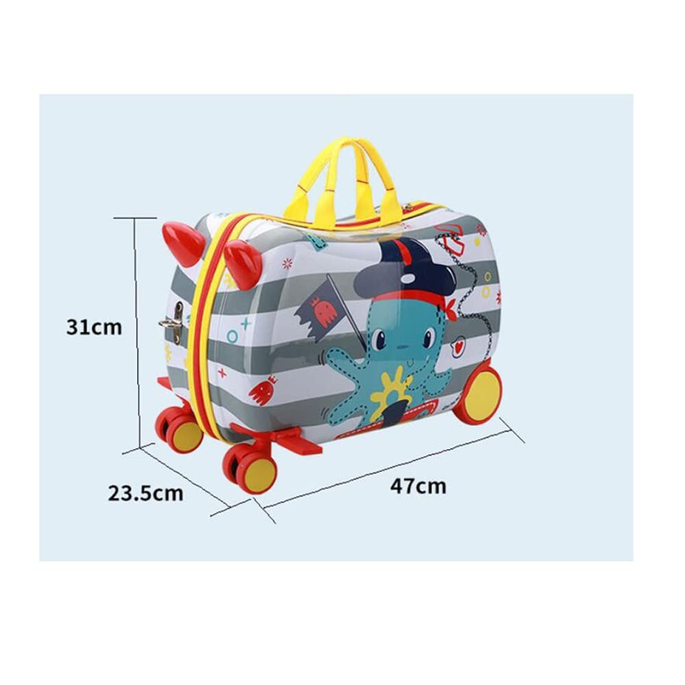 El Equipaje Multifuncional para niños Puede Sentarse y Andar Maleta de Dibujos Animados Caja de equitación 47X23.5X31cm(Color:C)