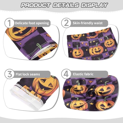 Pumpkins Halloween Girls Leggings Checkered Squares Purple Kids Yoga Pants Dance Active Tights 4T3