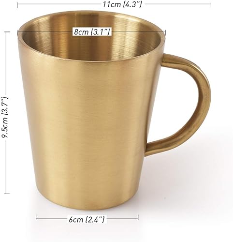 Miniatura 5 de Newk Vasos de acero inoxidable con asas, taza de metal de 10 onzas, tazas de doble pared para barbacoa, hogar, oficina, fiesta, tirano dorado