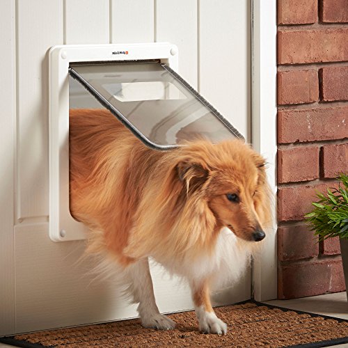 MILO & MISTY 2 Way Locking Dog Flap Pet Door - White, Medium