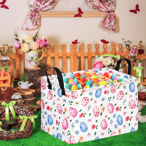 Image of Rectangle Easter Eggs Gift Basket Rabbit Toy Shelf Basket Clothes Laundry Storage Box Storage Bins, Bunny Basket, Laundry Hamper with Handles