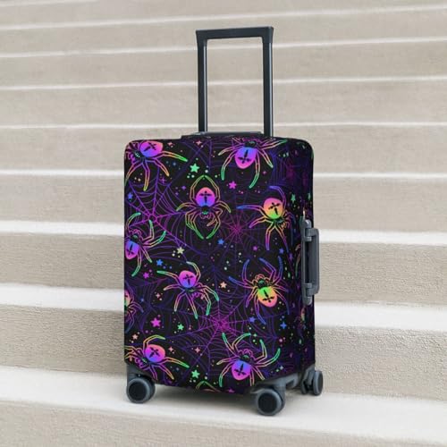Multi-colored Spiders Luggage Cover TSA Approved Stylish Dust and Scratch Resistant Luggage Case Protector Washable Elasticated Luggage Covers for Kids and Adults3