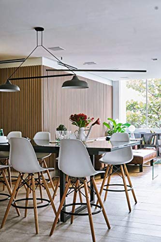 2Xhome Set Of 2 White 25" Seat Height Dsw Molded Plastic Modern Counter Stools With Back Armless Side Natural Wood Eiffel Legs Dowel Kitchen Shell Mid Century Modern #TOP1