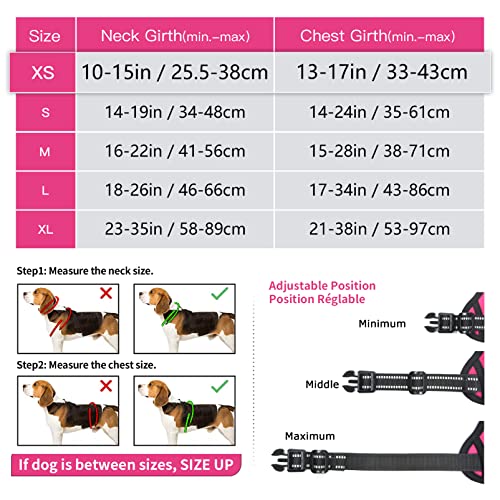 HEELE Dog Harness Dog Harness Small Dog No Pull Harness with Soft Handle Reflective Puppy Harness Adjustable, Rose, XS - Image 2