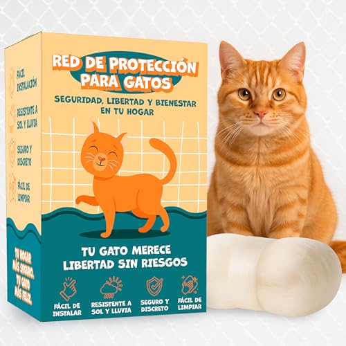 VENIO   Red para Gatos Terraza Resistente y Transparente   Protección Segura para Balcones y Ventanas   Malla para Gatos Anticaídas de Exterior y Fácil Instalación 5x3 m