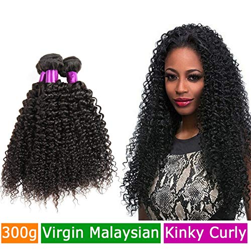 FeiBin Brazilian 8A kinky curly 3 Bundles16" 18" 20" Malaysian virgin human hair extensions natural color