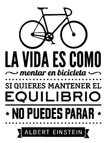 REGALOS ESTRELLA AZUL Vinilo de pared decorativos'La vida es como montar en bicicleta' Frase decorativa de pared motivadora, vinilo para habitación (60x40)