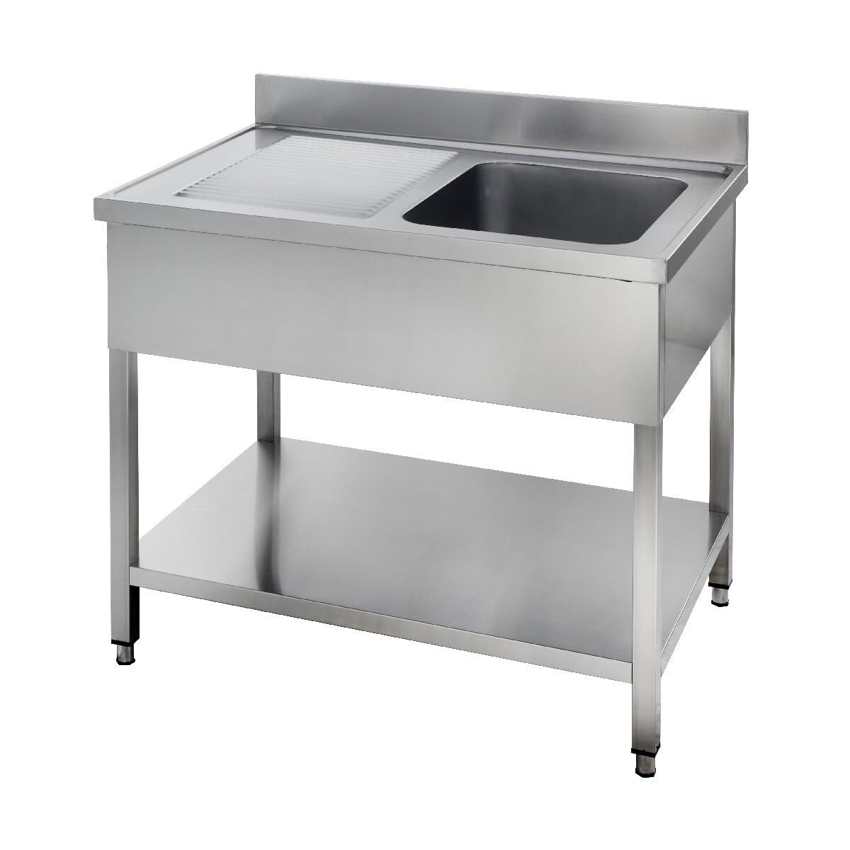 GastroHero Lavello da cucina in acciaio inox, 120 x 70 cm, con lavello destro, in acciaio inox con base