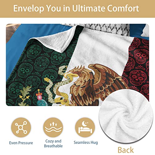 Ultra Soft Mexico Sugar Skull Flag Blanket Microfiber Plush Blanket Gifts For Men Women Warm Cozy Fuzzy Throw Blanket For Bed And Couch 60'' X 80'' #TOP2