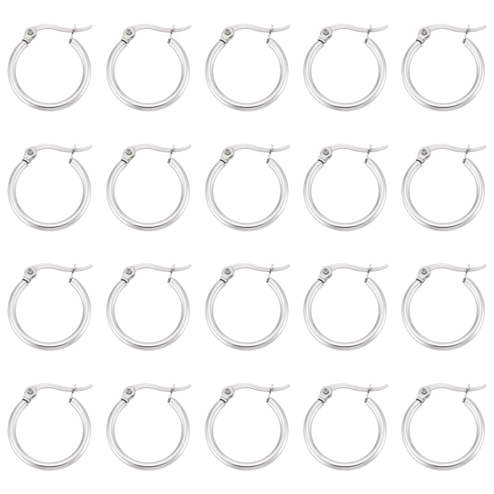 UNICRAFTALE Alrededor de 40 Uds 19mm Pendientes de Aro de Acero Inoxidable Pendientes de Aro Hipoalergénicos Componentes de Aros para Joyería de Mujer Color Acero Inoxidable