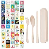 DUINIU 60 Tarjetas De Almuerzo Y 3 Platos, Tarjetas Didácticas, Notas para La Lonchera, Aptas para Escuelas Y Jardines De Infancia.