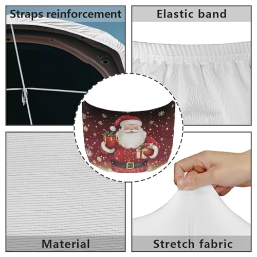 Image of Renewold Christmas Santa Claus Snowflake Car Hood Cover for Automobile Xmas Winter Vehicle Hood Cover Party Festival Celebration Decor Outdoor Wrap Blanket Exterior Car Accessories Gift for Women Men