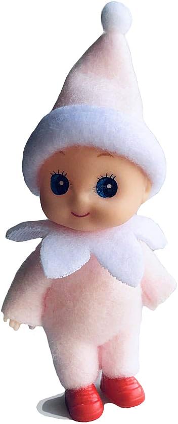 WULEEUPER Tiny Baby Elf Doll | Christmas Miniature Elf Decoration | Newborn Gift | Baby Grow Dolls with Feet and Shoes (Red)