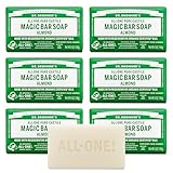 Dr. Bronner's - Pure-Castile Magic Bar Soap (Almond, 5 oz, 6-Pack) - Made with Regenerative Organic Certified Oils- For Face, Body & Hair, Gentle, Vegan Bath Soaps for Men & Women, Non-GMO
