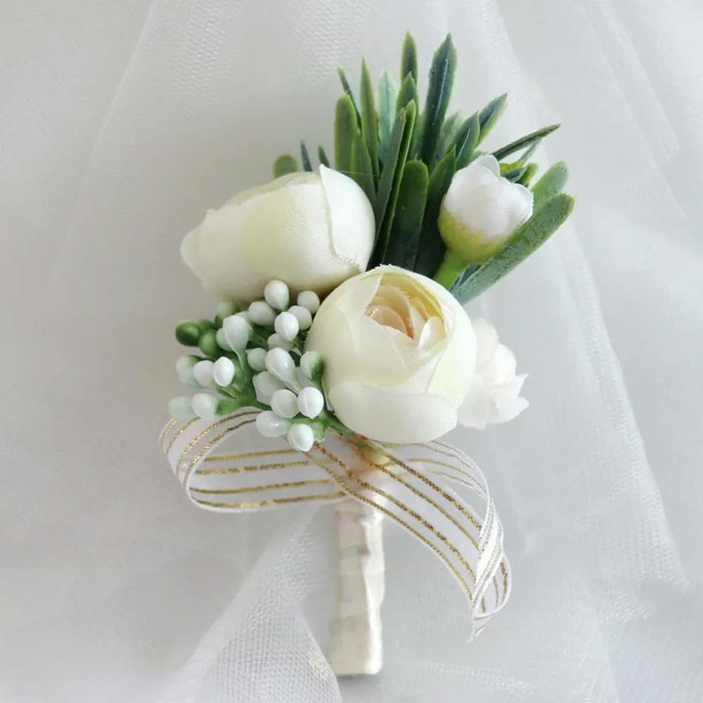 6/10 Pezzi Boutonnieres Fiori Rose Artificiali Corsage Occhiello Groomsmen Boutonniere per Uomo Accessori da Sposa