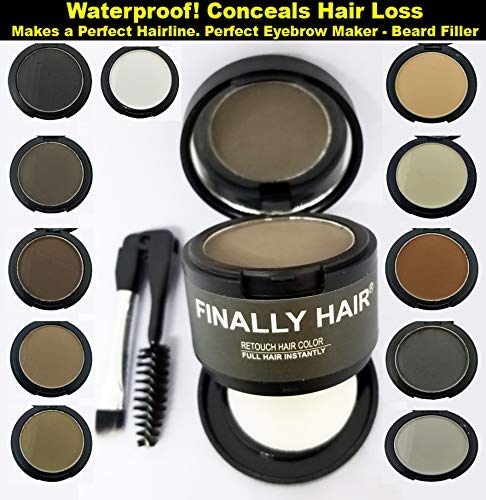Waterproof Gray Dab-on Hair Fibers & Hair Loss Concealer, Hairline Creator, Eye Brow Enhancer, and Beard Filler. Dab-on Hair Fiber Shadow Powder (Grey)