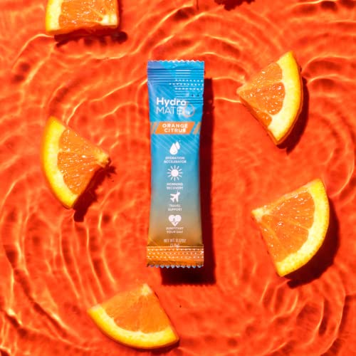 HydroMATE Electrolytes Powder with Low Sugar - 16 Instant Hydration Packets with Vitamin C Orange to Boost Energy - Low Sugar Electrolytes Powder Packets to Support Hydration for Fast Party Recovery