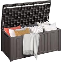 DWVO Gartenbox|450 Liter 142.1x67.6x60cm|Auflagenbox Aufbewahrungsbox Garten Kissenbox Outdoor Gartentruhe |Wasserdicht Gasdruckfeder|Für Sitzauflagen Gartengeräte & Kinderspielzeug|Dunkelbraun